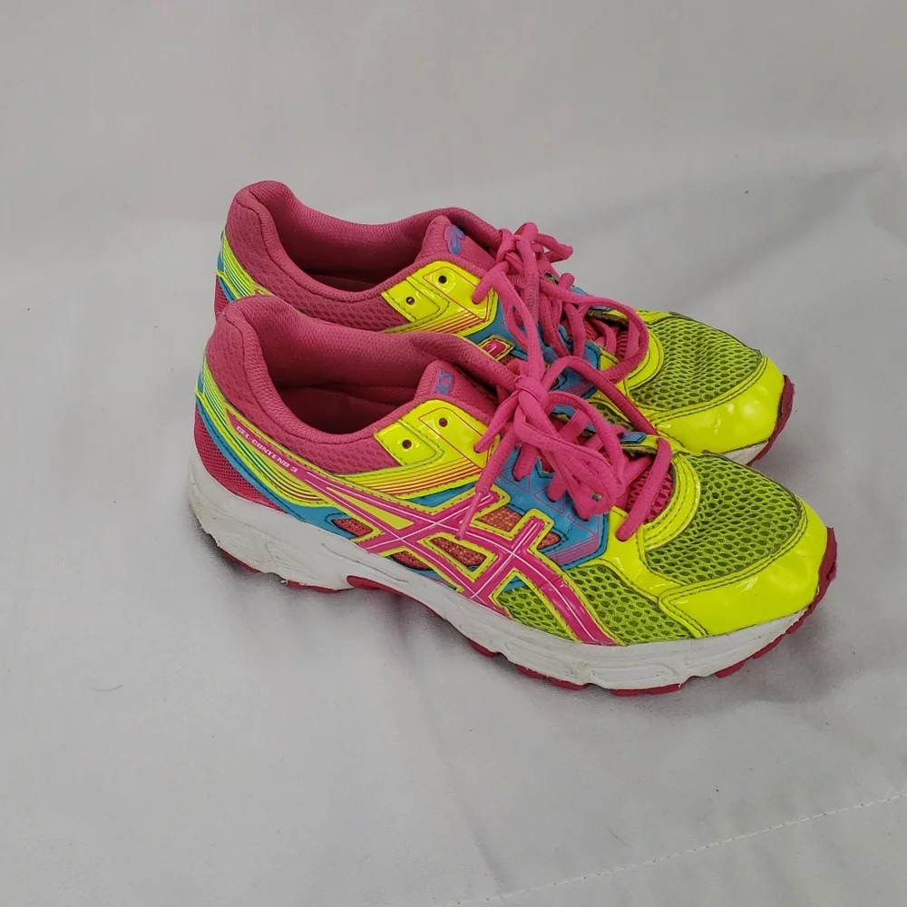 Asics gel contend 3 shoe. Pink Yellow Blue. Size 5.5 - Picture 1 of 6